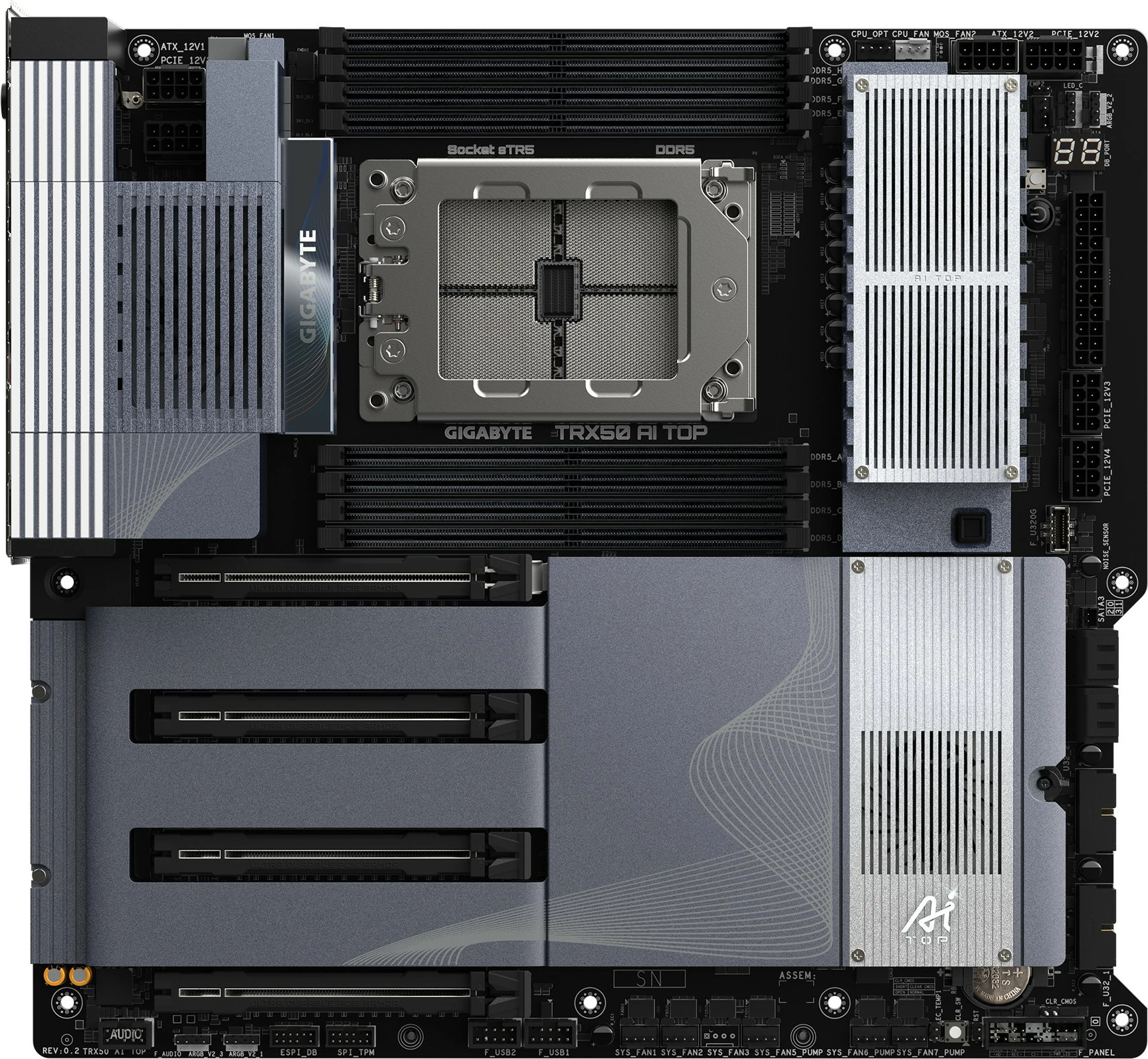 Matična plošča Gigabyte TRX50 AI TOP, sTR5, ATX, za Threadripper, sive