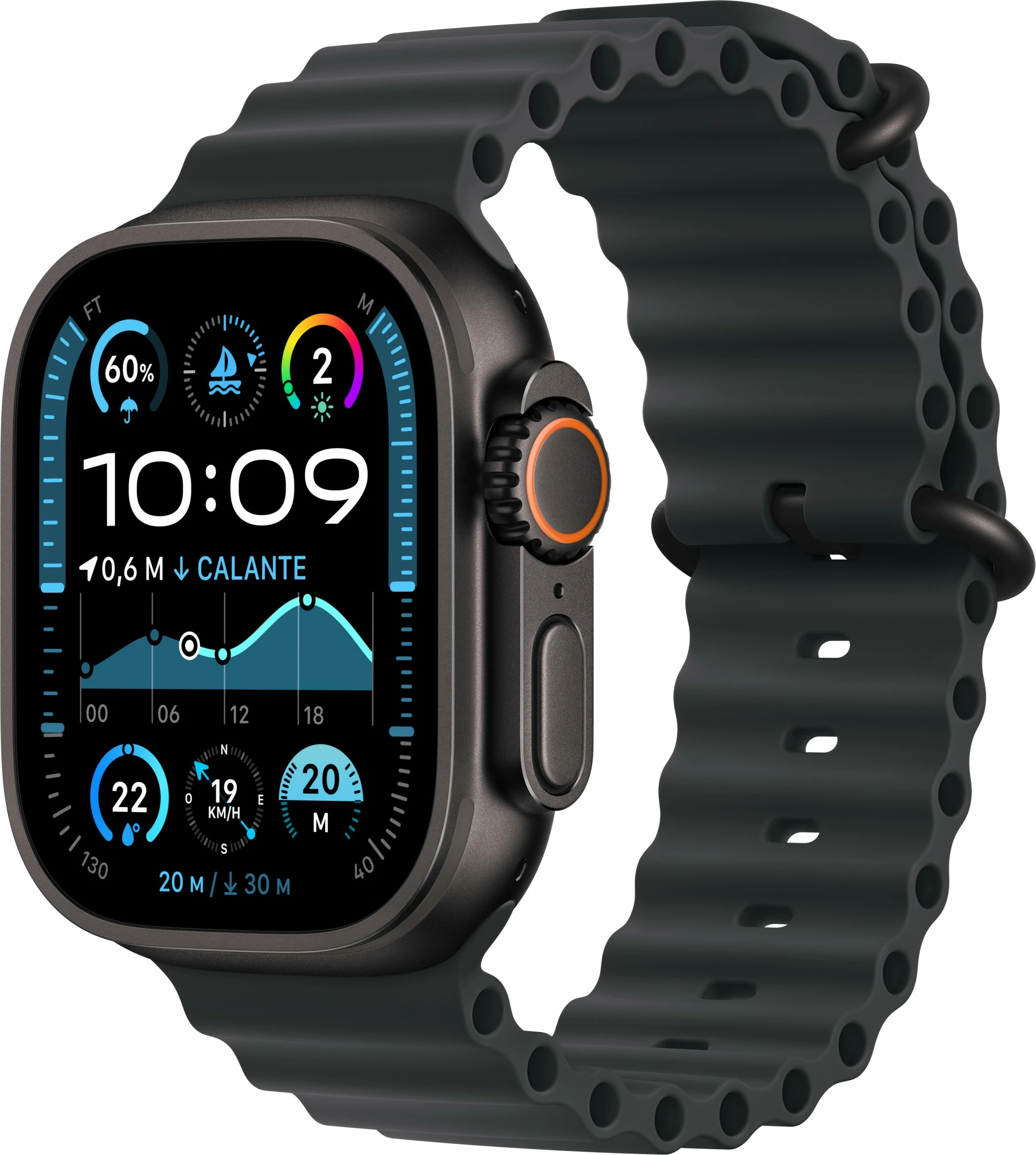 Pametna ura Apple Watch Ultra 2 GPS + Cellular 49mm, 64 GB, črna titanova ohišje, črn Ocean pašček