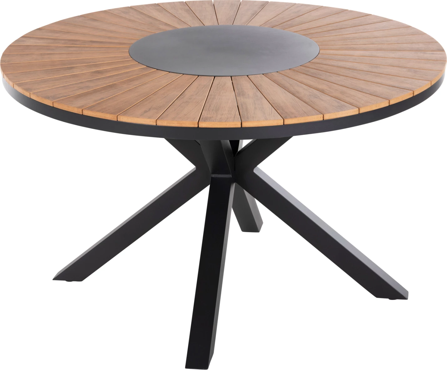Zunanji okrogla miza MORIL FH6041.01 aluminij v antracitni barvi-poliles v naravni les Φ120cm