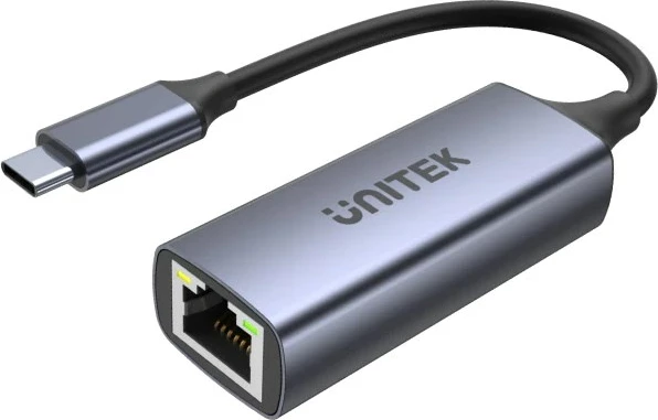 Adapter USB-C na RJ45, Unitek, 1 Gbps, PD 100 W, siv
