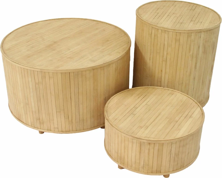 Set stranskih miz, 3 kosi, naravna barva, 61x61x34, Ribbons