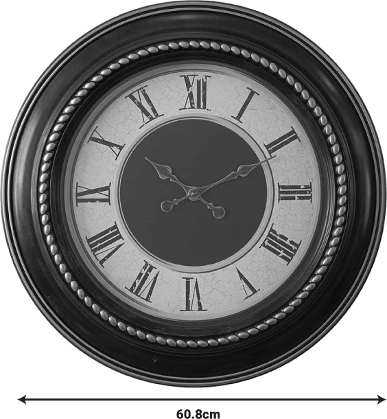 Stenska ura Retta Inart, črna antična in zlata, D60,8x5,6 cm