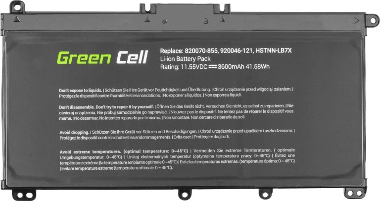 Baterija Green Cell za HP Pavilion 15-CC, 11,55V, 3600 mAh, črna