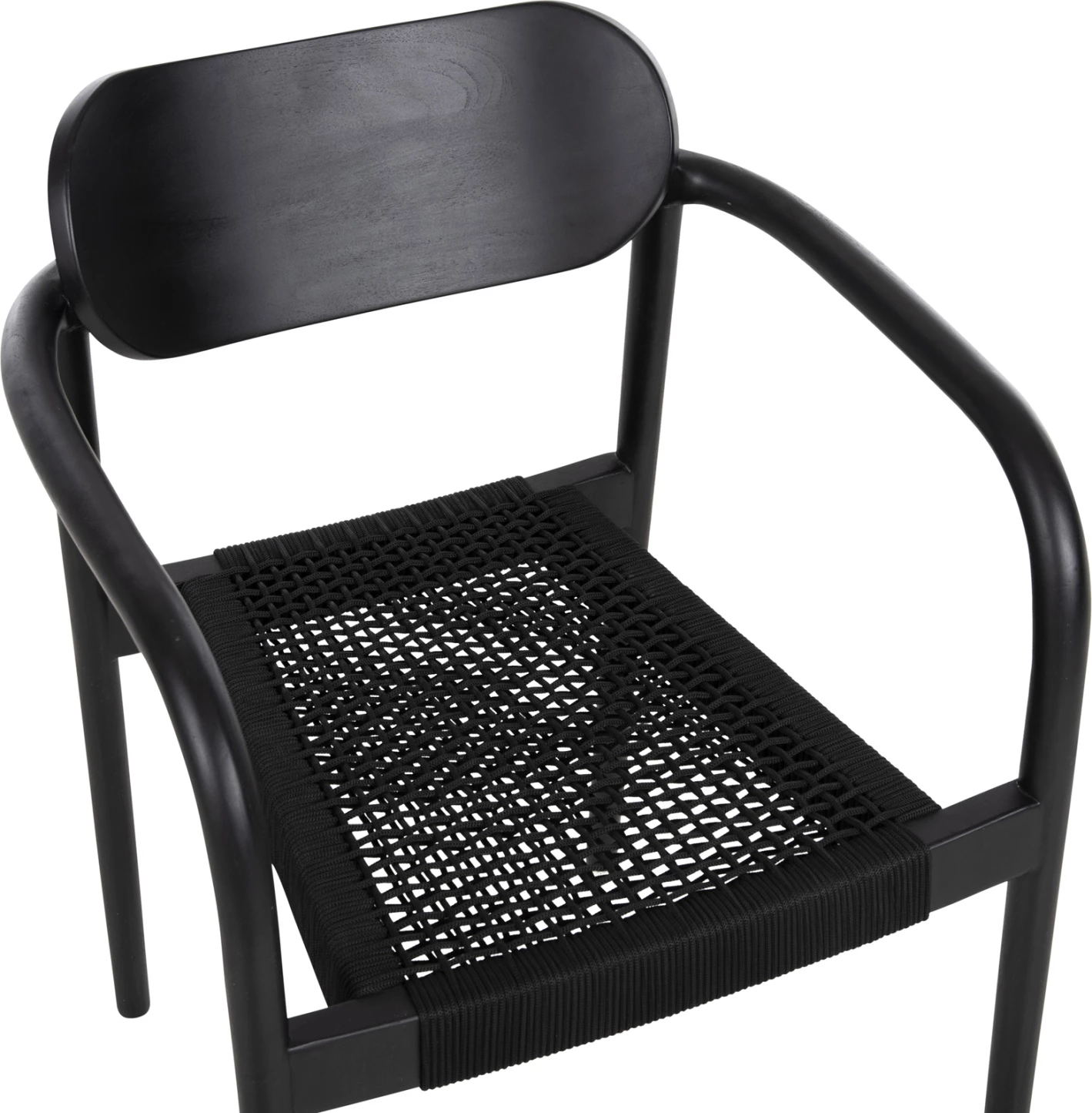 Fotelj OSLO FH9636.12 iz tikovine in vrvi v črni barvi 55x54x80Hcm