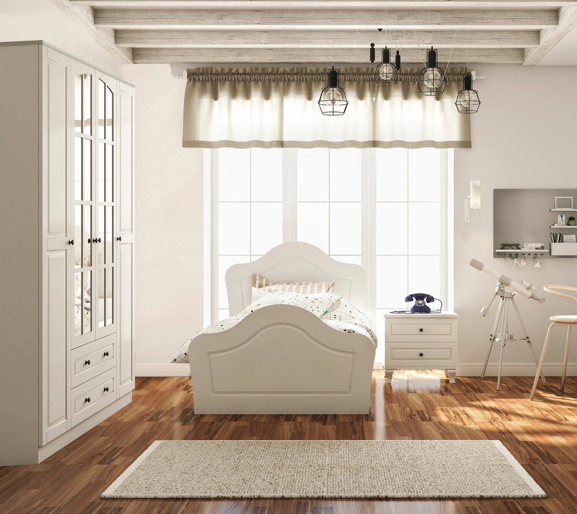 Komplet mladinske sobe Skye Decor, mat bela, RB-014