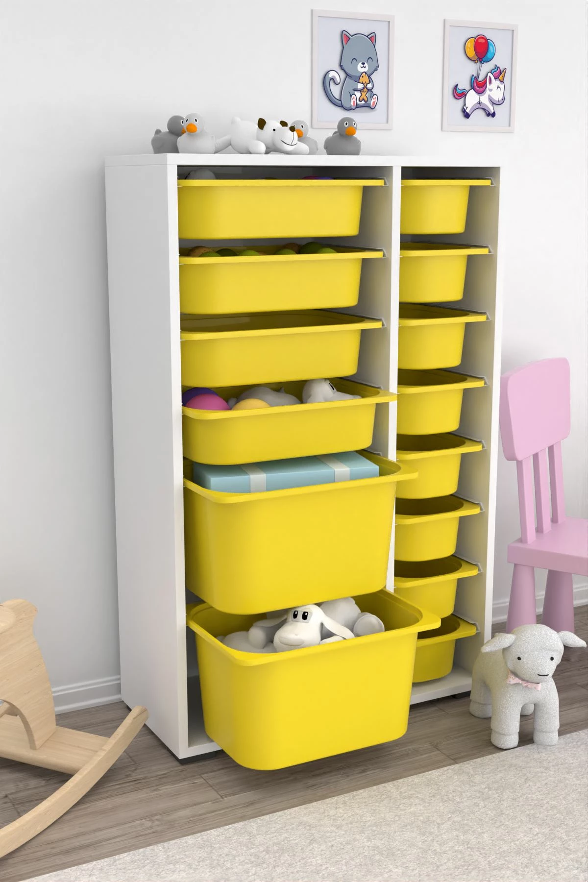 Večnamenska omara, bela in rumena, Hanah Home Rine 2D4K8U