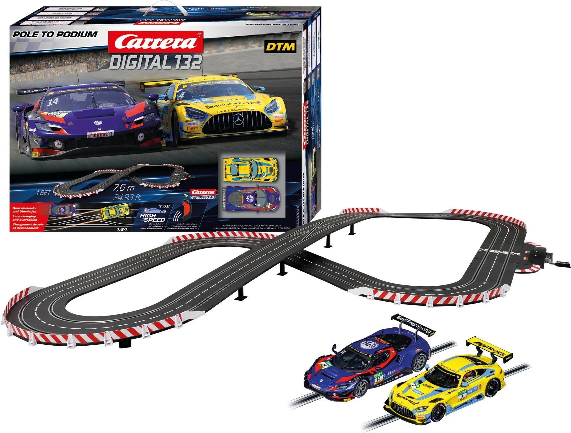 Dirkalni set, Carrera Digital 132 Pole to Podium, 2 avtomobila, brezžični, 7,6 m, večbarven