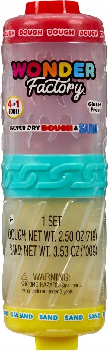 Set modelirne gline in kinetičnega peska Wonder Factory Never Dry, rdeča in rumena