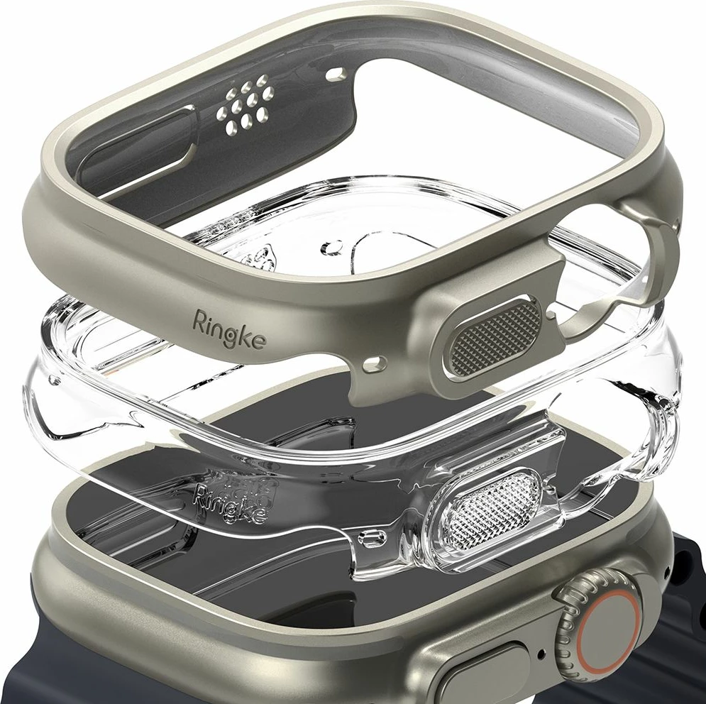 Ovitek Ringke Slim, 2 kosa, za Apple Watch Ultra 49 mm, prozoren in titan