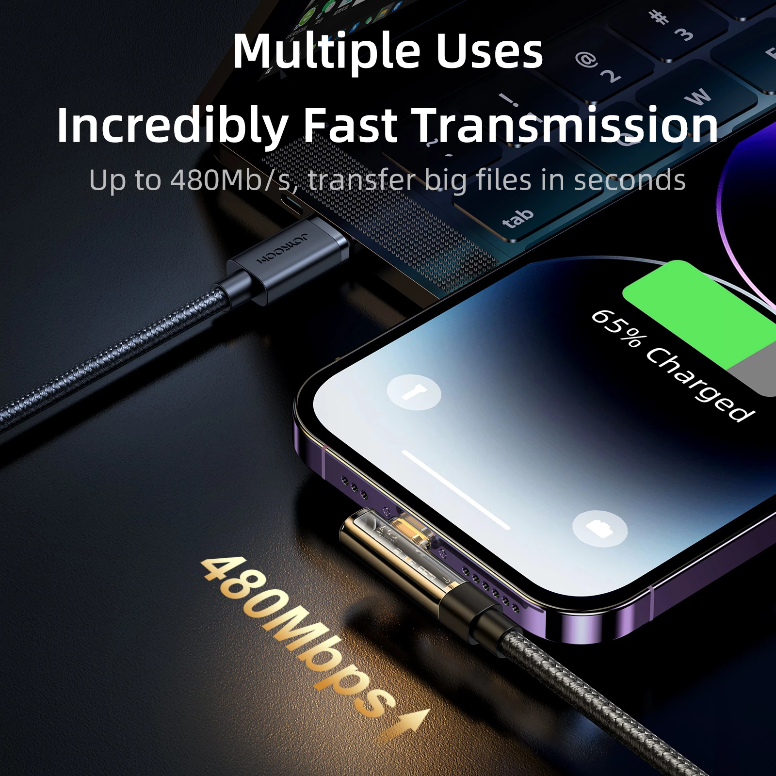 Kabel USB-C v Lightning, 90° kot, 1,2 m, 20W, modra, Joyroom S-CL020A6