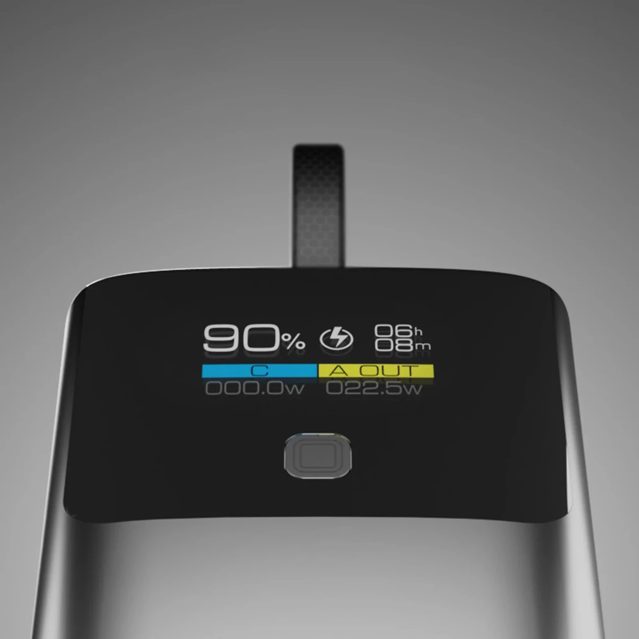 Powerbank 10000 mAh z LCD, PD 20W, z vgrajenim kablom USB-C, SBS, siv