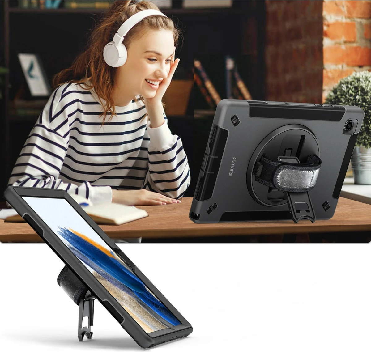 Zaščitni ovoj s držalom in stojalom za Samsung Galaxy Tab A9, 8.7 in, črn, 4smarts
