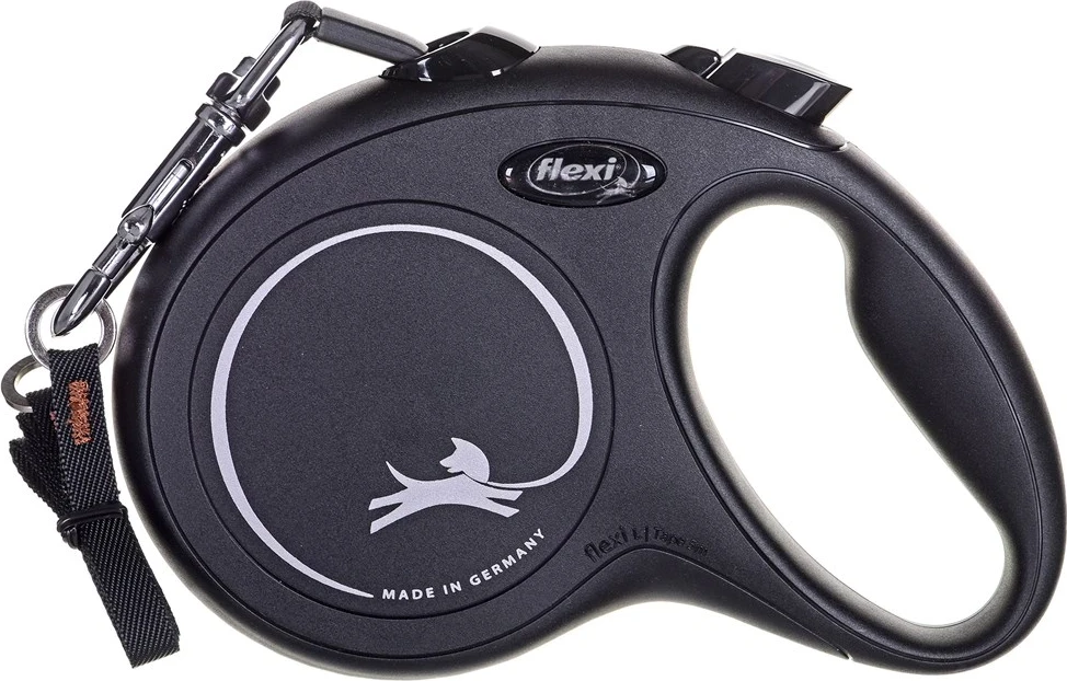 Laissez-faire povodec za psa Flexi, 5 m, črn