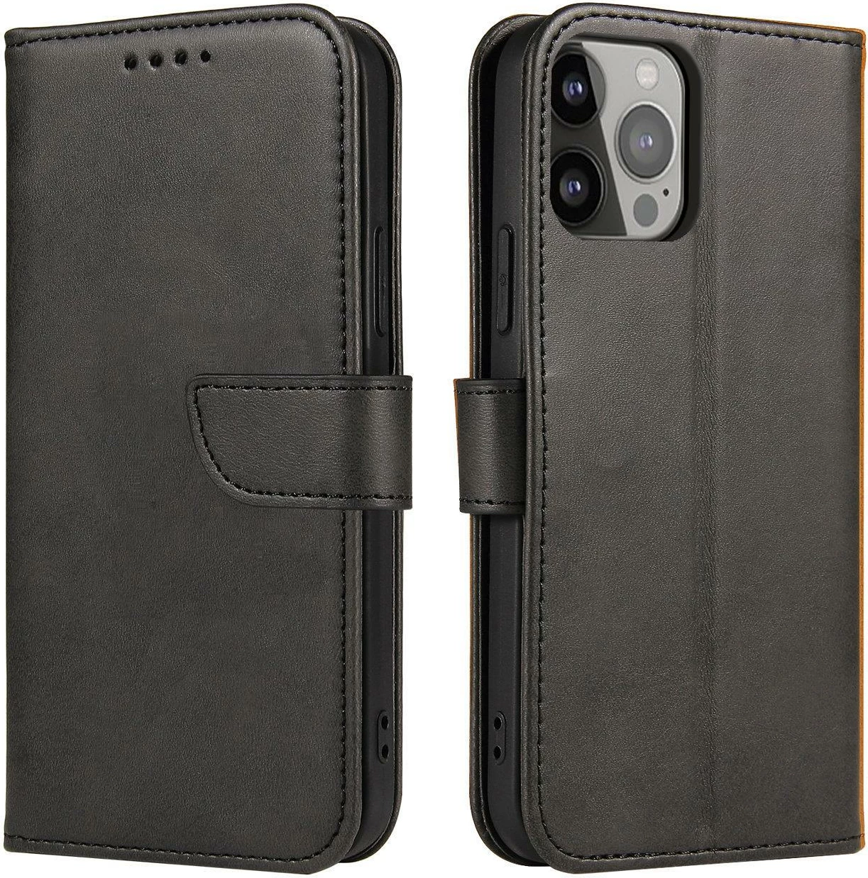 Ovitek za telefon s magnetnim pokrovom, etui, denarnica in stojalo Hurtel Magnet Case za Vivo Y35 / Vivo Y22 / Vivo Y22s, črn