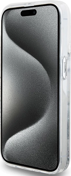 Ovitek za telefon Liquid Glitter Charms Kitty Head, Hello Kitty, za iPhone 15 Pro, srebrn