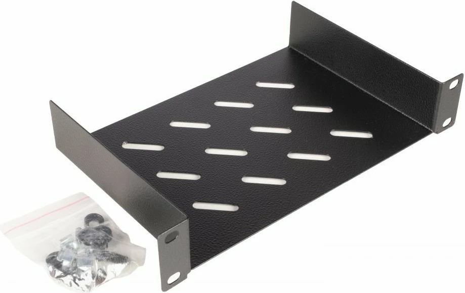 Fiksna polica za 19 inch rack, 1U, 150 mm, 100 kg, črna - Equip