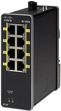 Industrijski switch Cisco IE-1000-6T2T-LM, 8 vrat Fast Ethernet, upravljiv, črn
