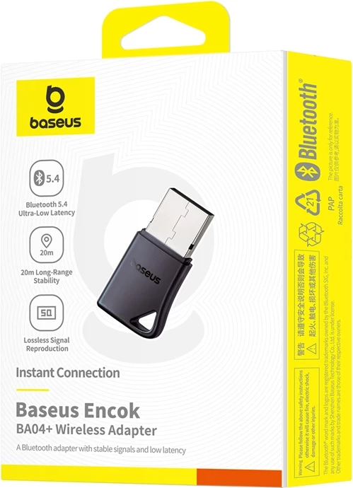 Bluetooth USB adapter Baseus Encok BA04+, Bluetooth 5.4, črn