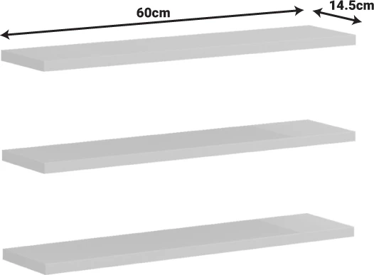Stenski regal, bela, 60 x 14,5 x 1,8 cm