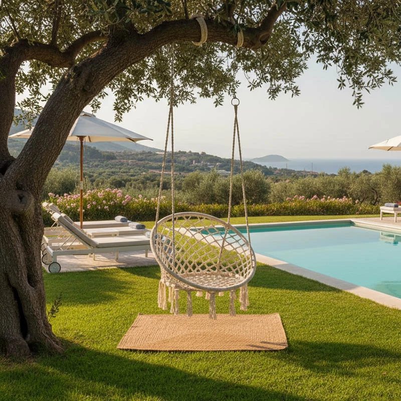 Viseči stol z vrvjo, bež, Eventful 82x82x133 cm