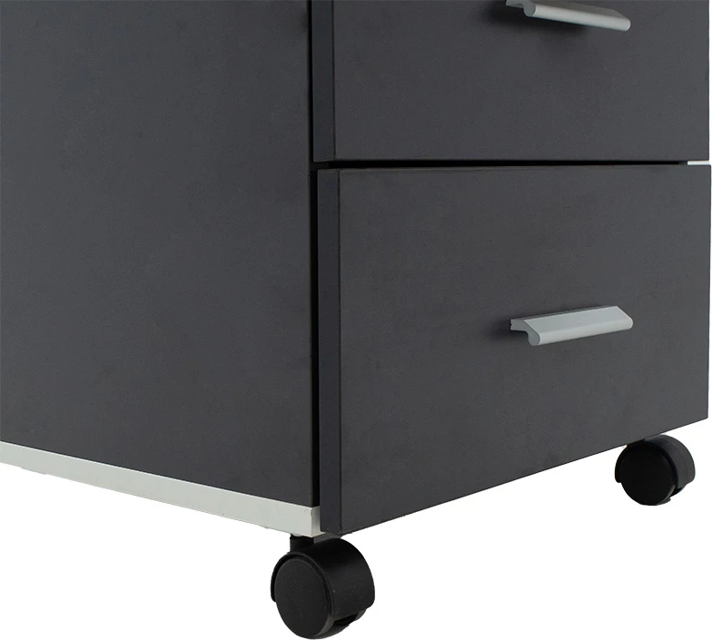 Komoda na kolesih, 3 predali, oreh-antracit, 40x48x63 cm Oscar