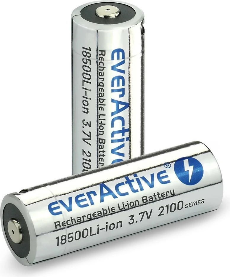 Polnilna baterija everActive 18500 Li-ion 3,7 V, 2100 mAh, USB-C, srebrna
