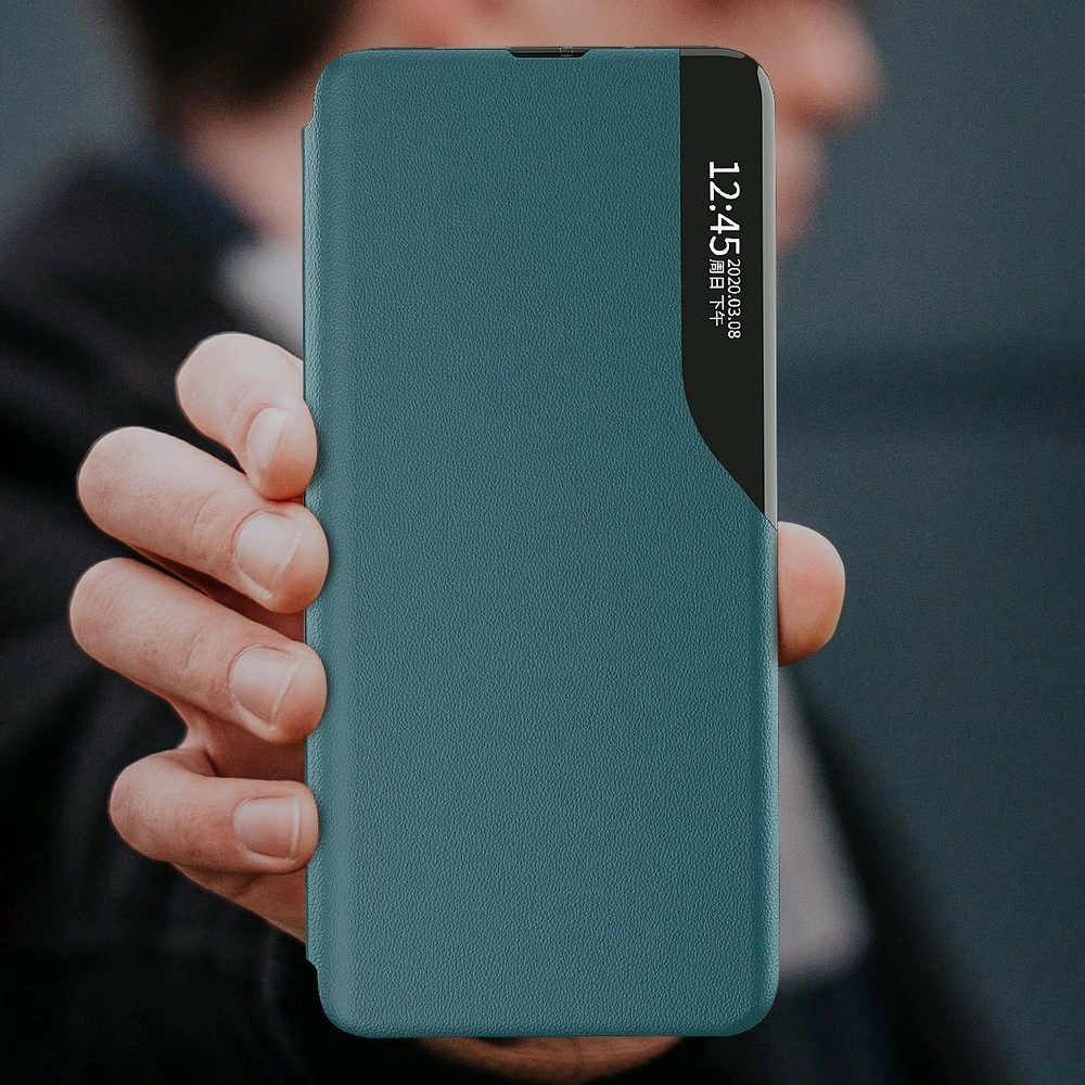 Ovitek za telefon z ovitkom in stojalom Hurtel Eco Leather View Case, za Xiaomi Redmi K40 Pro+, K40 Pro, K40, Poco F3, rdeč