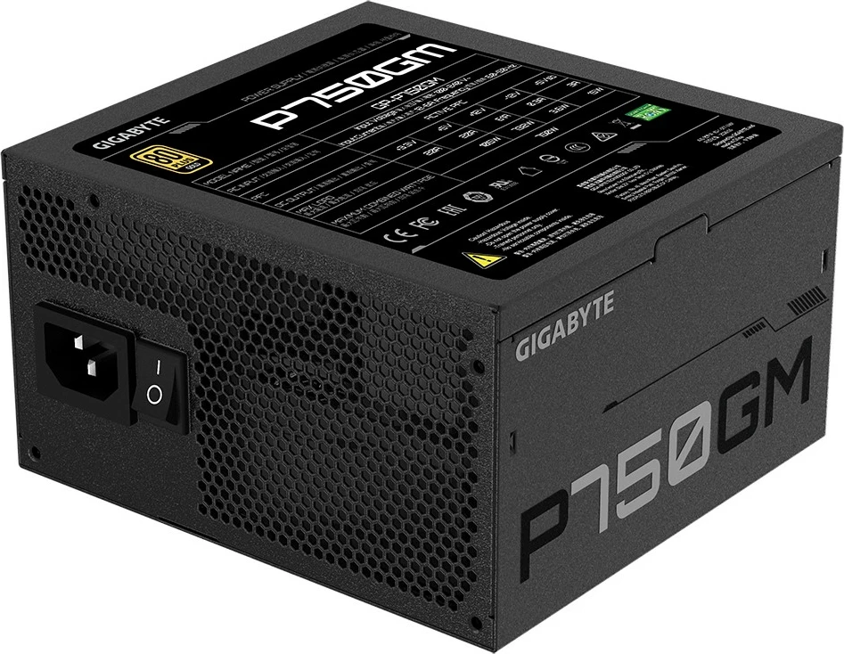 Napajalnik 750W, 80 PLUS Gold, modularen, črn Gigabyte P750GM