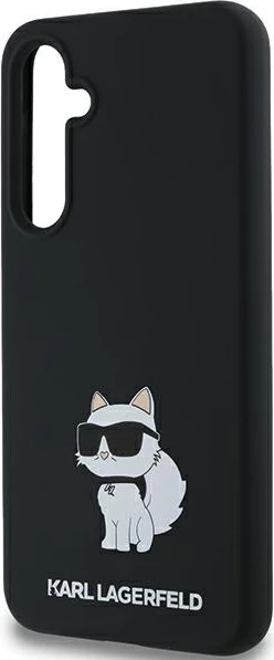 Silikonski ovitek z motivom Choupette Karl Lagerfeld za Samsung Galaxy A35, črn