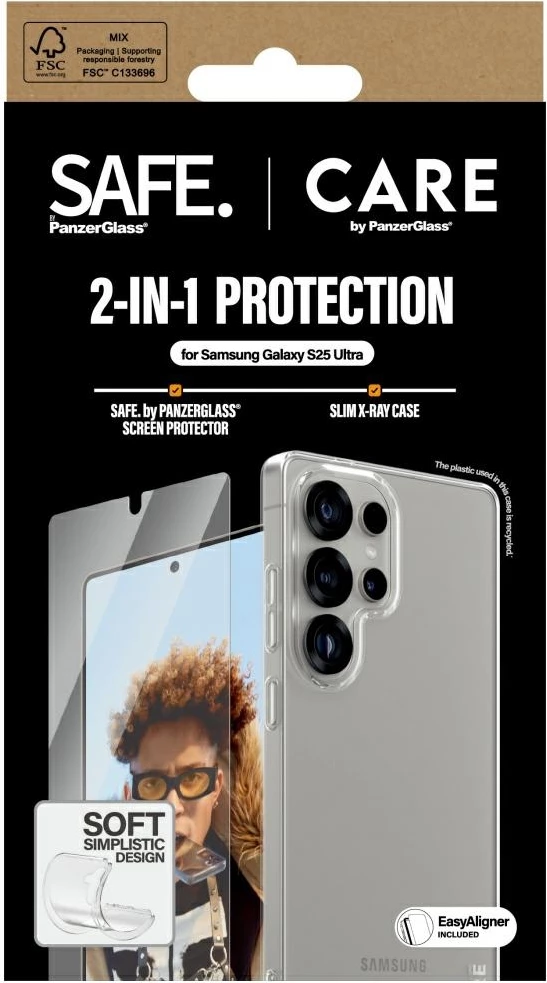 Prozoren zaščitni komplet (folija + steklo) PanzerGlass CARE 2in1 za Samsung Galaxy S25 Ultra