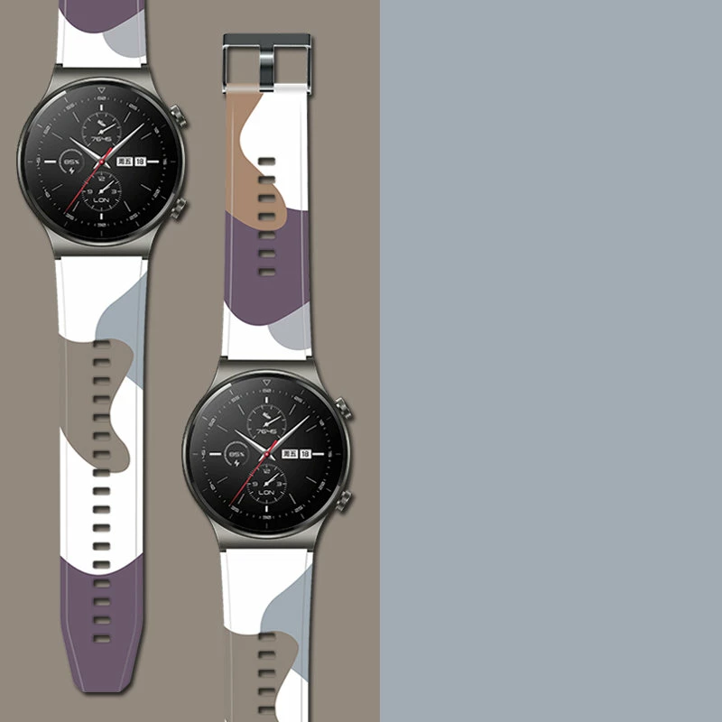 Silikonski pašček Hurtel za Huawei Watch GT2 Pro, Moro, 22 mm, siva/vijolična/bela