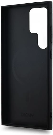 Ovitek za telefon iz ekološkega usnja z karo vzorcem, MagSafe — DKNY, Samsung Galaxy S24 Ultra, črn