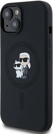 Silikonski ovitek za telefon MagSafe za iPhone 15/14/13, črn — Karl Lagerfeld Karl & Choupette