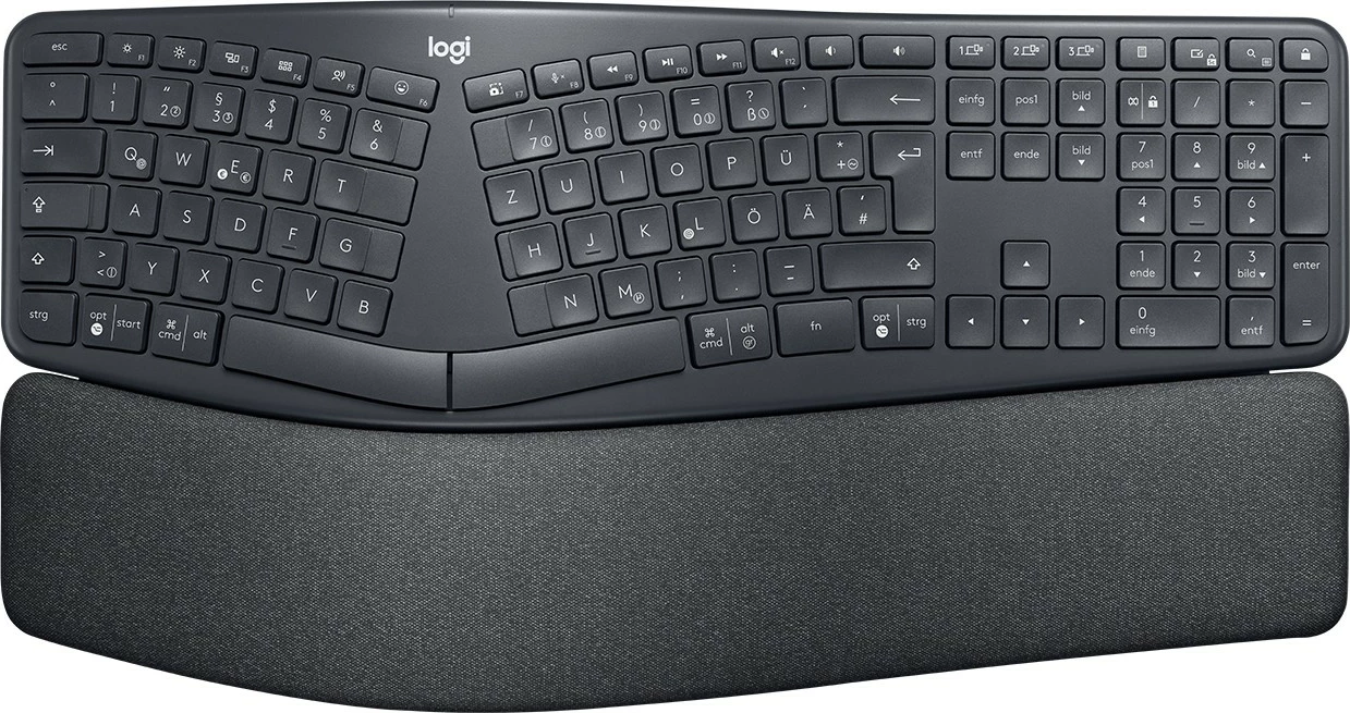 Ergonomska tipkovnica ERGO K860, Logitech, polna velikost, brezžična, Bluetooth, grafit