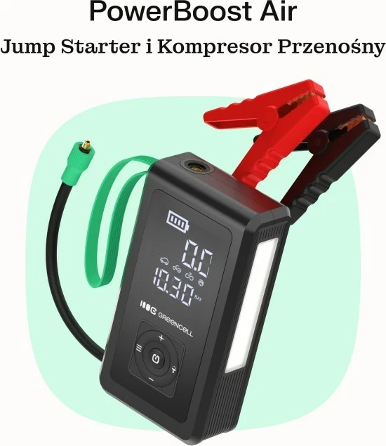 Powerbank 8000 mAh, črn s svetlo zelenimi detajli, Green Cell CJSGC03