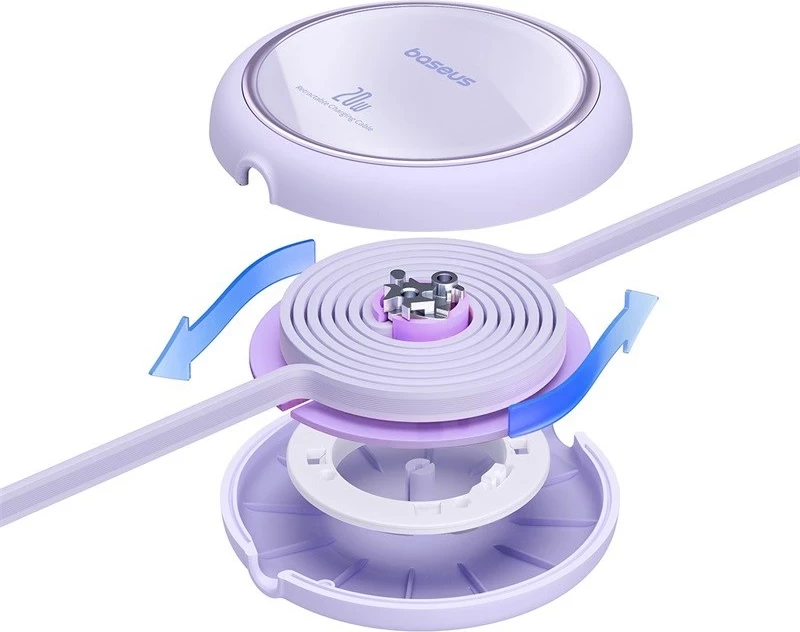 Kabel za polnjenje USB-C v Lightning, 1 m, 20 W, vijoličen — Baseus Free2Pull