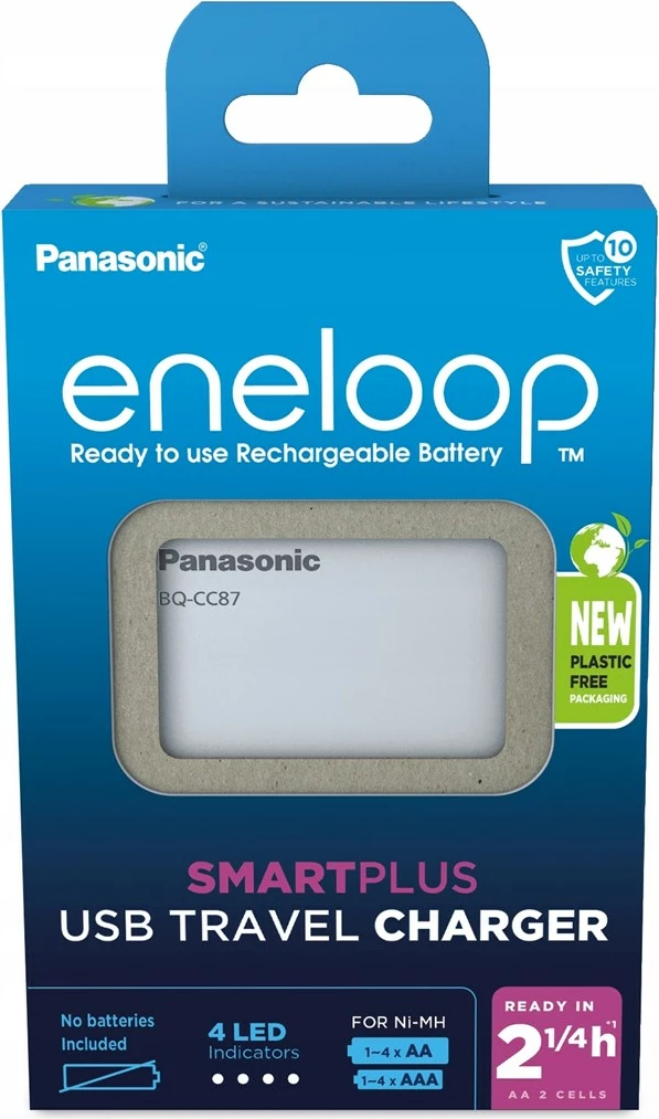 Polnilnik baterij Eneloop Smartplus BQ-CC87USB Panasonic, USB, bel
