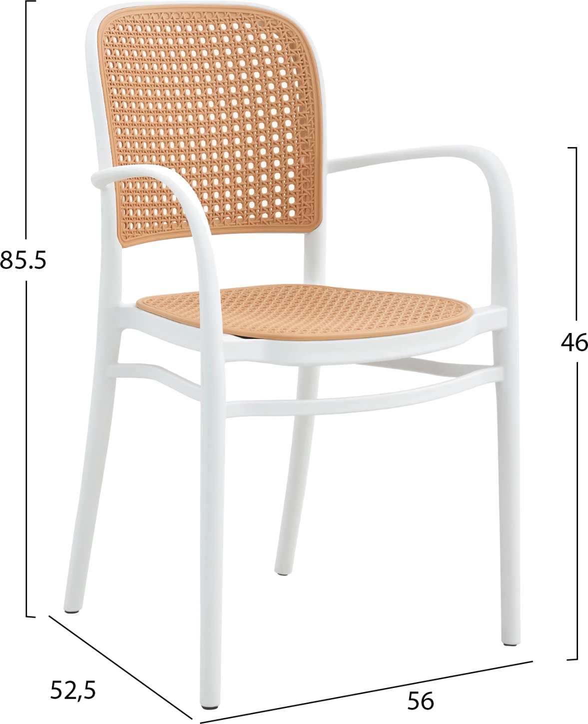 Naslanjač iz polipropilena FLOW FH5938.01 bel in bež 56x52.5x85.5Hcm