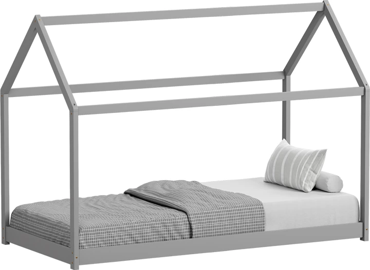 Otroška postelja Montessori Nino, borov les, siva, 90x190 cm