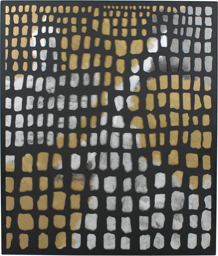 Dekorativna slika Pic, črn kovinski, zlato, bel MDF, 77x92x2 cm