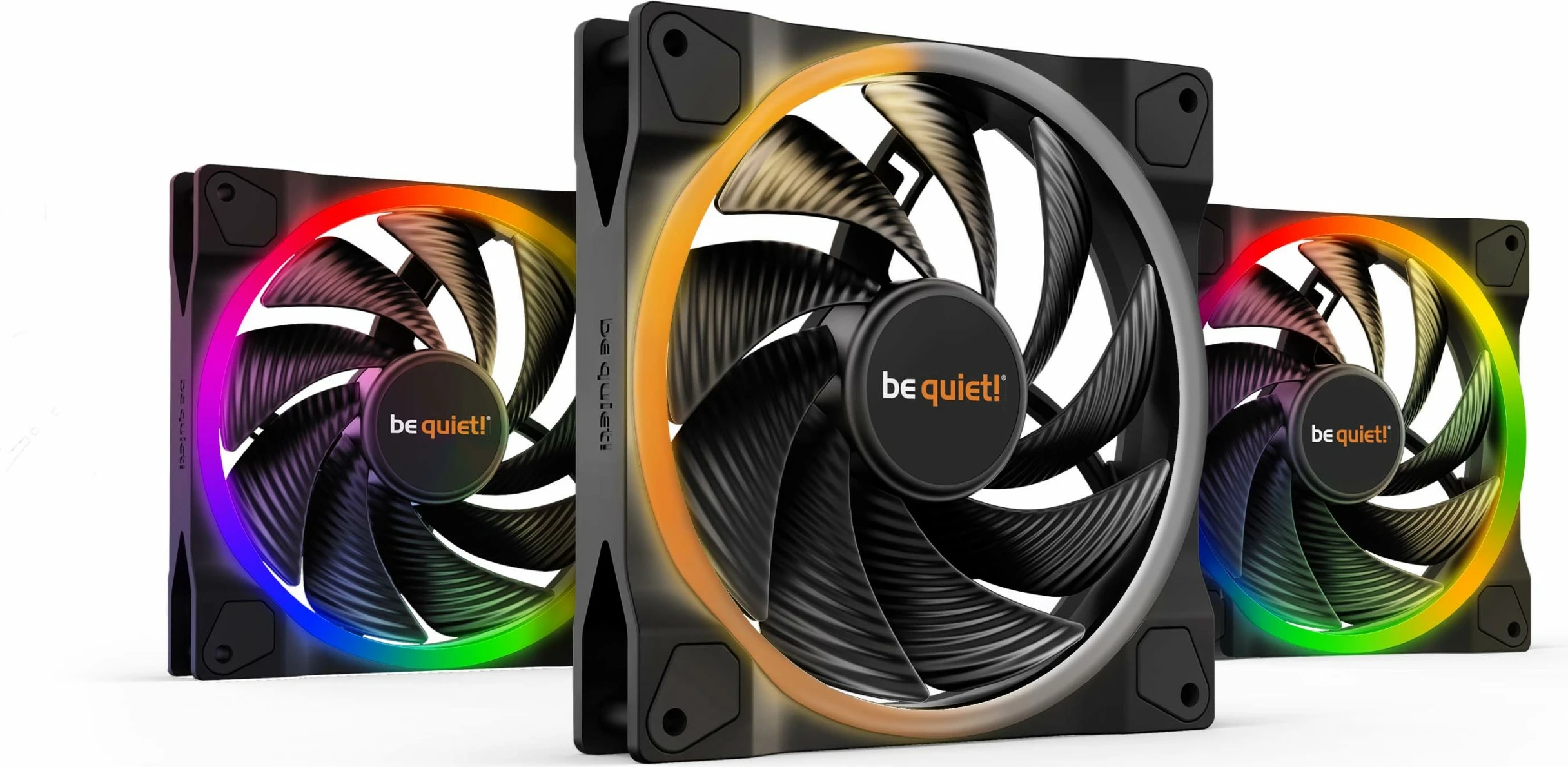 Ventilatorji ohišja Light Wings 140 mm PWM ARGB, Be Quiet!, paketno 3, črni