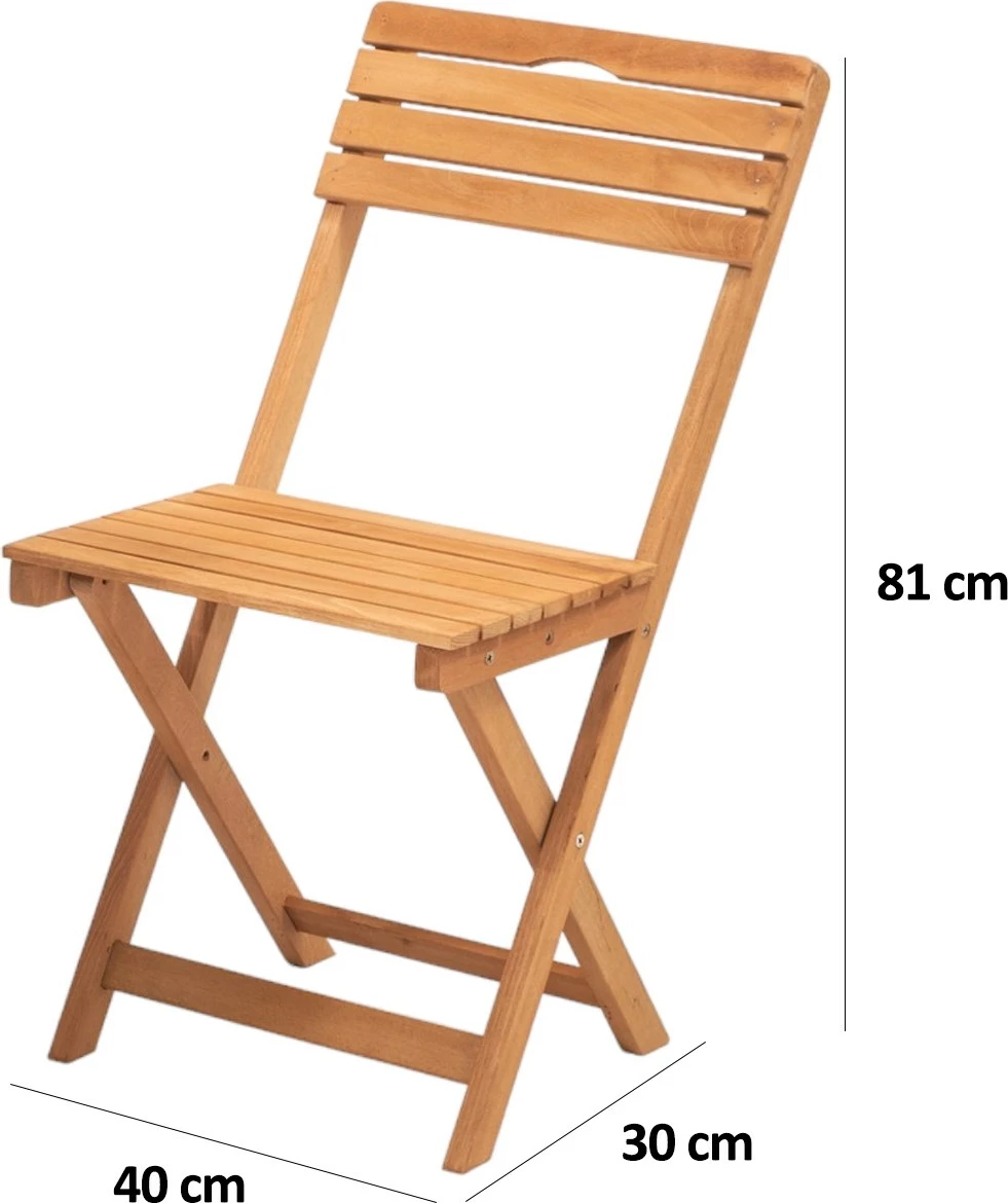 Komplet mize s stoli za teraso, 3-delni, jesen, naravno/krem, Hanah Home My001A
