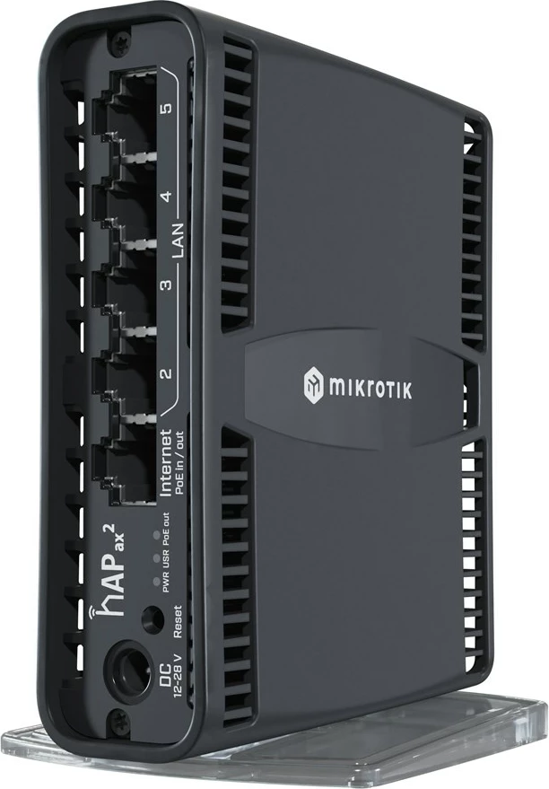 Usmerjevalnik MikroTik hAP ax2, Wi‑Fi 6, dvosistemski, 5 Gigabit Ethernet priključkov, črn