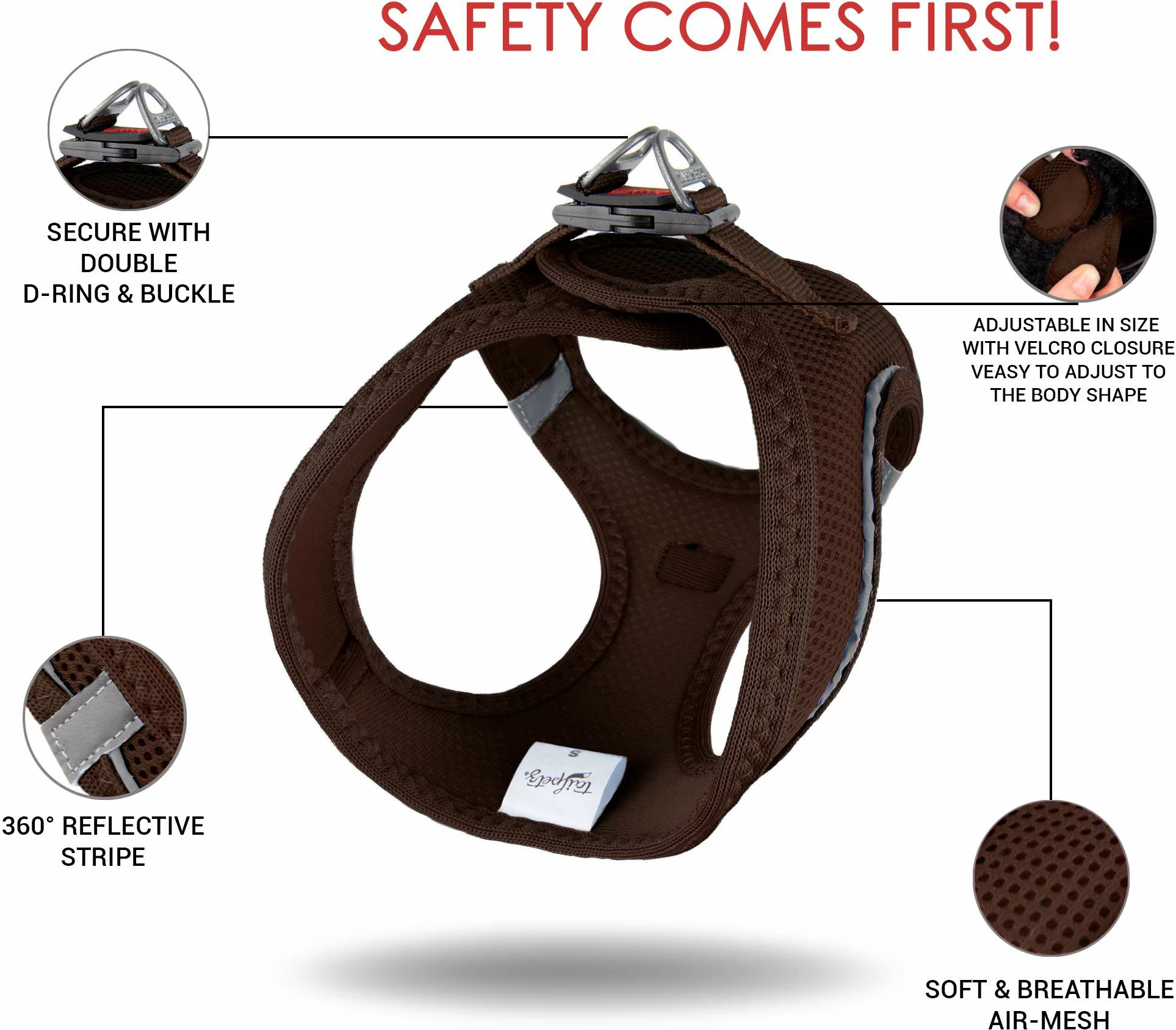 Oprsnica iz air-mesh materiala, rjava, Paws & Whiskers