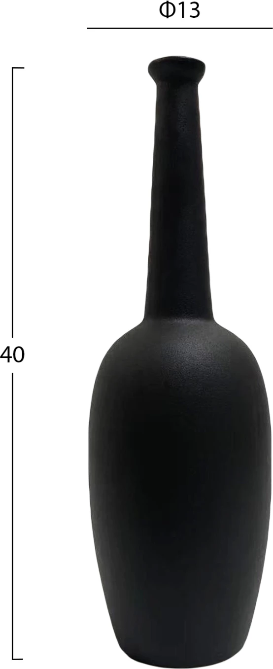 Keramična namizna dekoracija ELENDIL FH4591.02 mat črna Φ13x40Hcm
