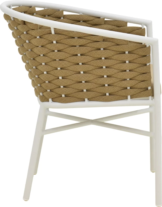 Aluminijast zložljiv stol z belo ogrodje in naravno vrvjo Noevo, 57x62x77 cm