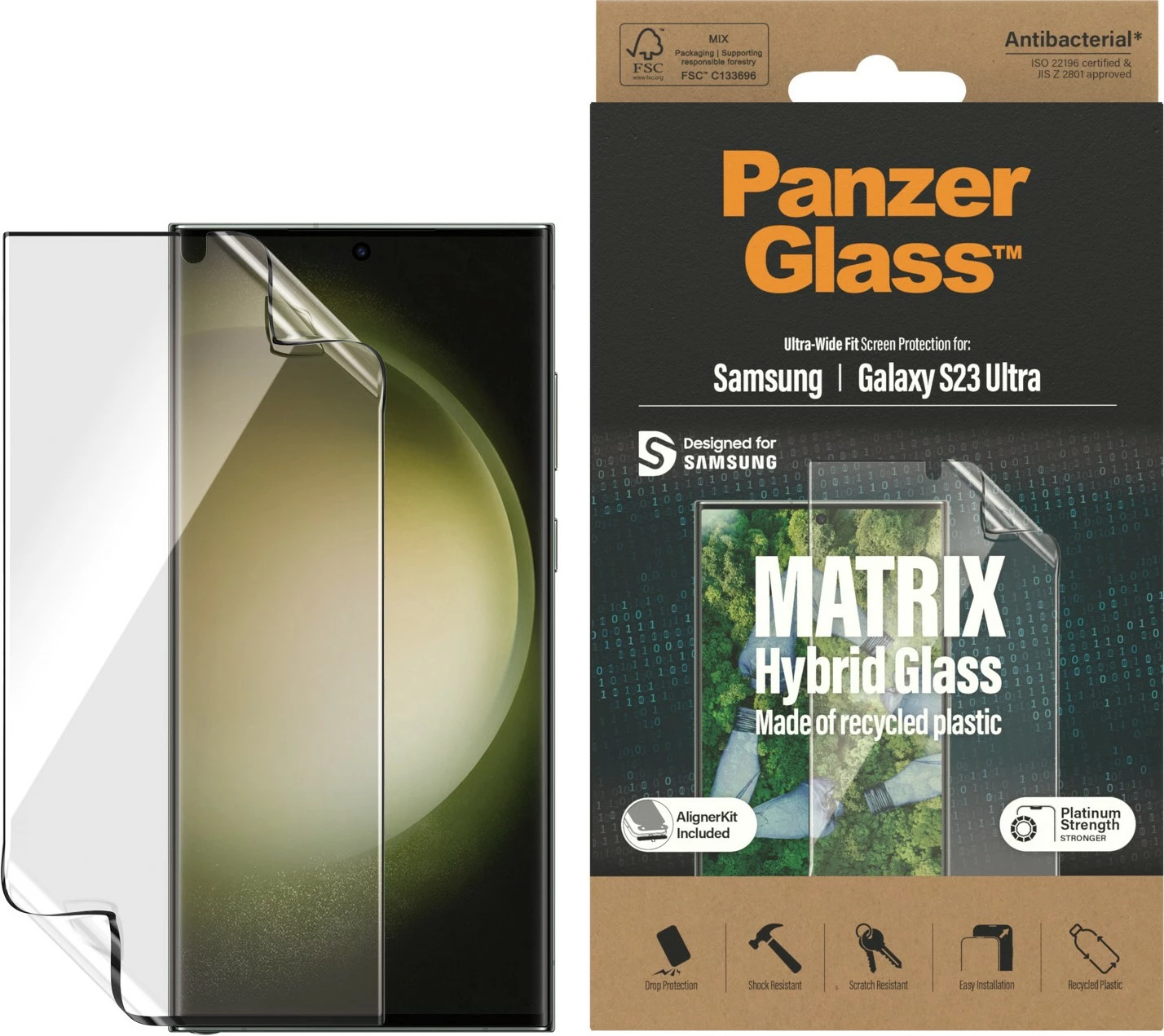 Zaščitna folija za zaslon PanzerGlass MATRIX za Galaxy S23 Ultra, PET-film, prozorna