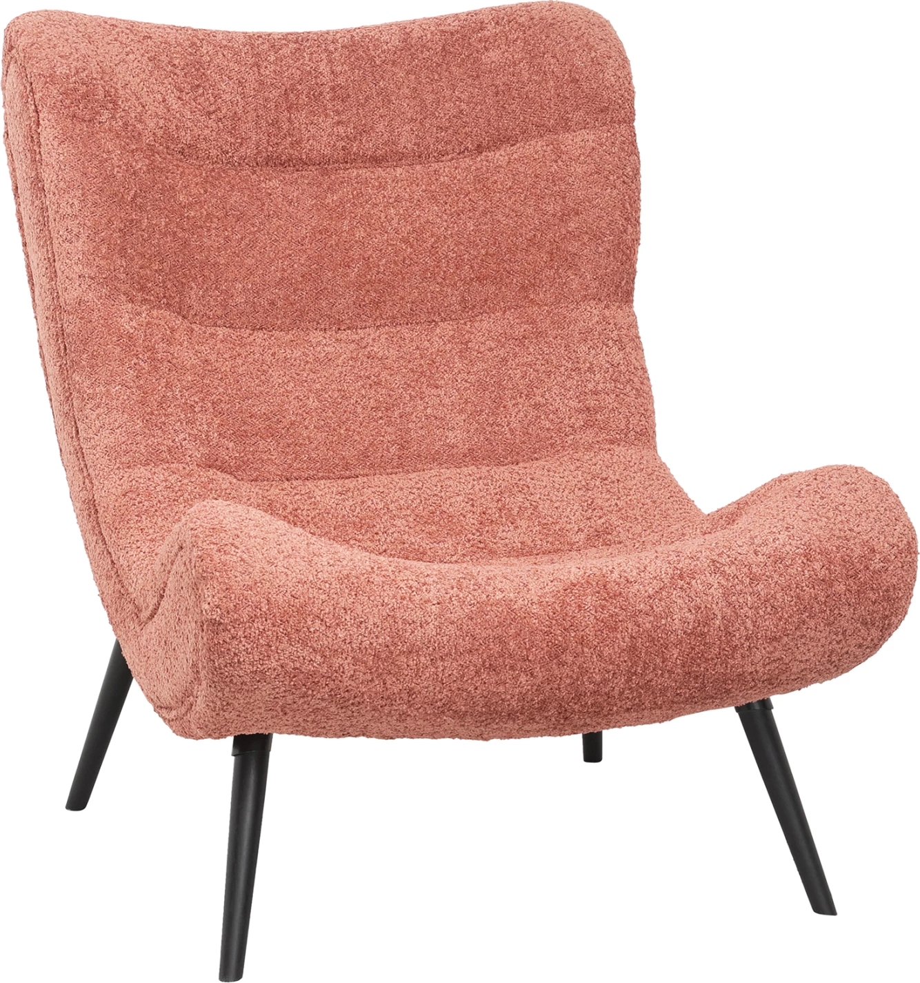 Fotelj BRYM FH9605.02 roza boucle tkanina-črne lesene noge 97x80x100Hcm