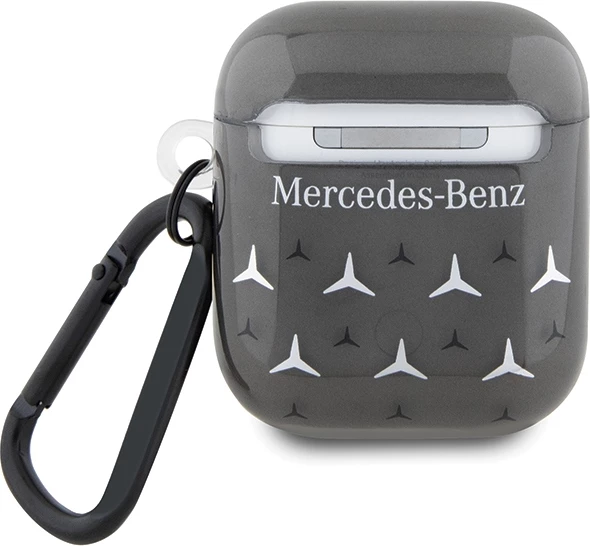 Ovitek za AirPods 1/2, velik vzorec zvezd, črn, Mercedes MEA28DPMGS