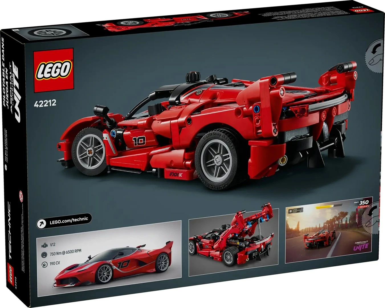 Detajiran model Ferrari FXX K, LEGO Technic 42212, 897 kosov, rdeč